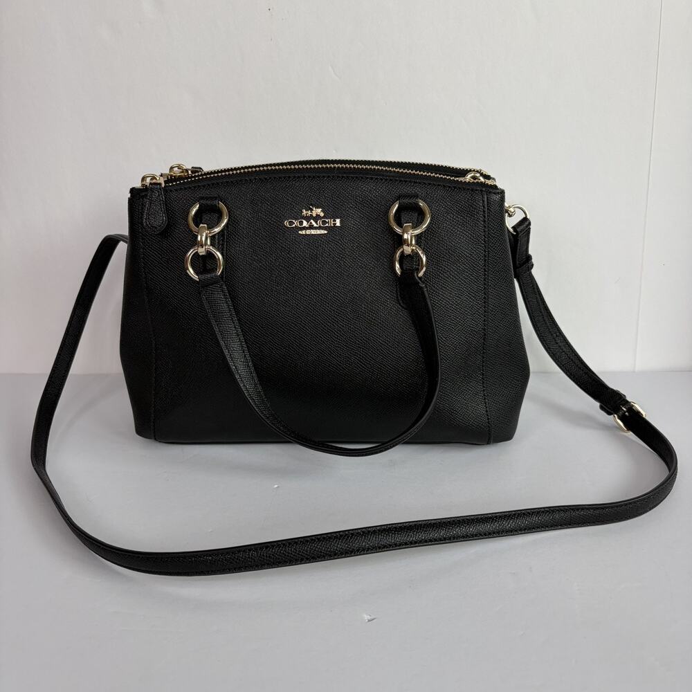 Coach F57523 Mini Christie Carryall Crossgrain Leather w/ Crossbody Strap Black